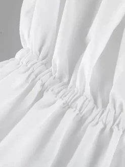 Débardeur rose sans bretelles plissé sexy dos nu en coton pour femme