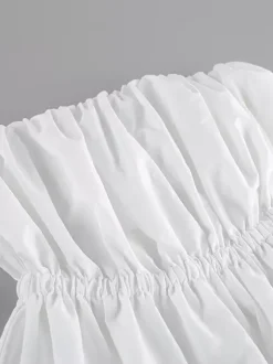 Débardeur rose sans bretelles plissé sexy dos nu en coton pour femme