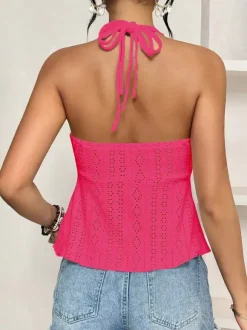 Débardeur rouge à bretelles et décolleté échancré chic pour femmes