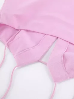 Débardeur bleu marine à bretelles col plissé chic en lin pour femme