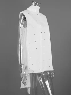 Débardeur à col montant et lacets pour femme