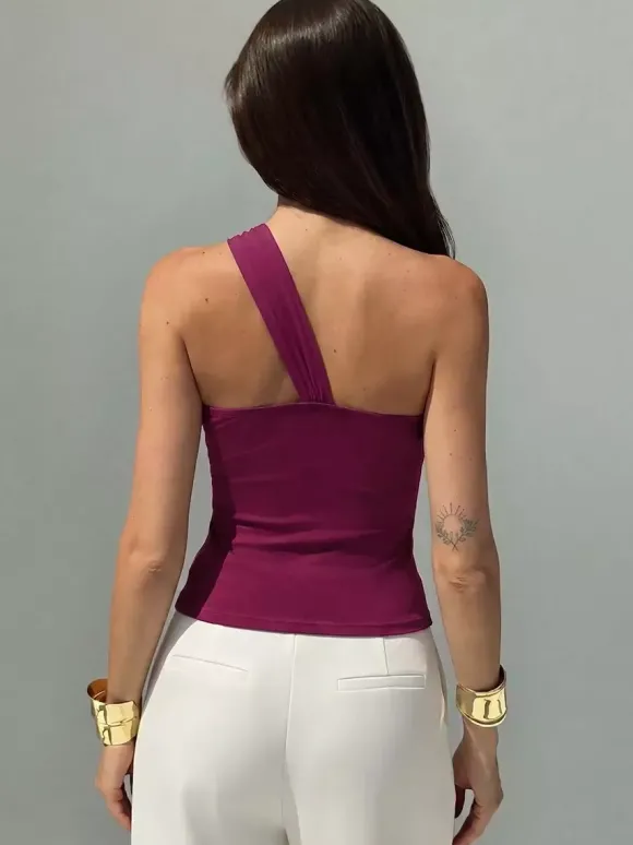 Débardeur fuchsia à fleurs style décontracté pour femme