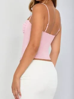 Débardeur moulant dos nu élégant pour femme - Débardeur sexy et sexy - Camisole minimaliste et au look rebelle pour sortir en boîte 2026