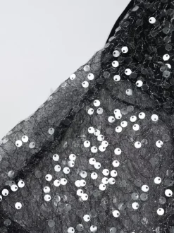 Débardeur noir à bretelles fines et dentelle au col sexy en polyester pour femme