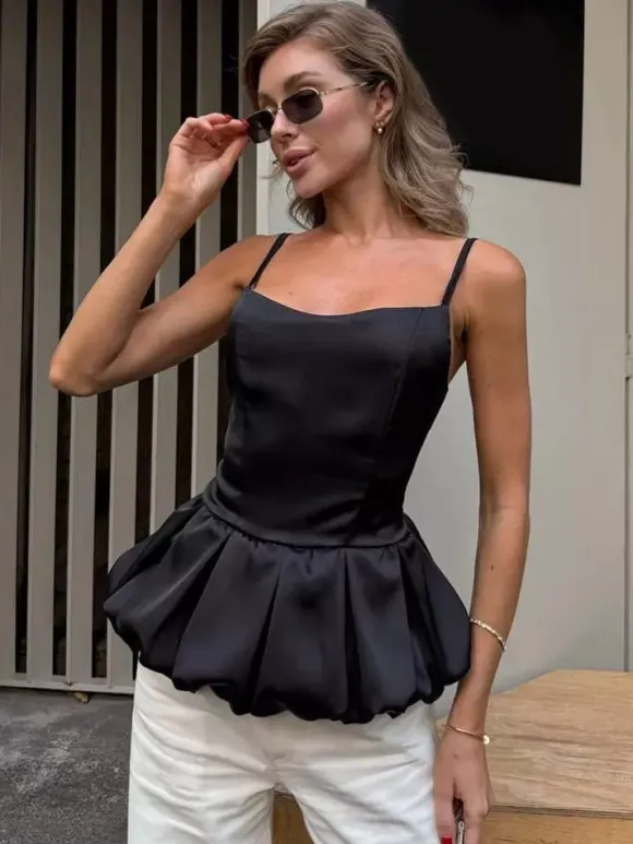 Débardeur noir à bretelles fines pour femme