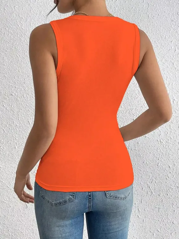 Débardeur noir à col rond et fleurs chic et élégant pour femme