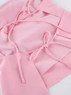 Débardeur rose à bretelles col plissé dos nu chic pour femme