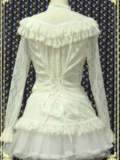 Dentelle blanche Lolita Blouse manches longues Déguisements Halloween