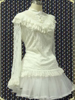 Dentelle blanche Lolita Blouse manches longues Déguisements Halloween
