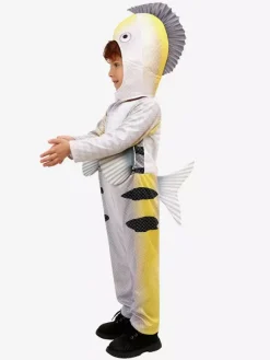 Déguisement de flet pour enfants ensemble combinaison et chapeau de carnaval d'Halloween blanc