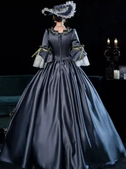 Déguisement Robe De Soirée Médiéval Princesse Robe De Costumes Rétro En Or Noir Femmes Marie-Antoinette Robe De Soirée De Style Européen