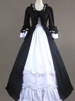 Déguisement Robe De Soirée Médiéval Costumes Rétro Victoriens Costumes Rétro Rococo Pour Femmes À Volants Marie-Antoinette Époque Victorienne Style Vêtements Costume Vintage Bourgogne