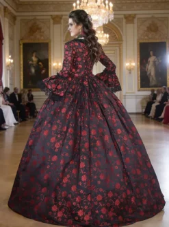 Déguisement Vintage Robe Gothique Costume Marie Antoinette Femme Fleurie Dentelle Du 18ème Siècle
