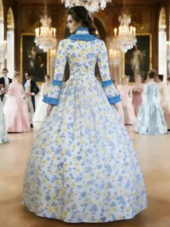 Déguisement Vintage Robe Noire Gothique Rétro Soirée costumes Marie-Antoinette Bleu Blanc