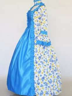 Déguisement Vintage Robe Noire Gothique Rétro Soirée costumes Marie-Antoinette Bleu Blanc
