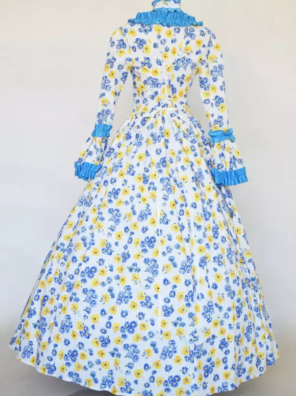 Déguisement Vintage Robe Noire Gothique Rétro Soirée costumes Marie-Antoinette Bleu Blanc