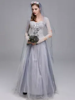 Déguisement de mariée fantôme hantée d'Halloween robe de mariée victorienne pour une fête d'Halloween zombie et une représentation théâtrale