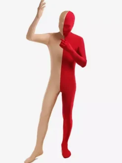 Déguisements Halloween Zentai Costumes Lycra Spandex Rouge Deux Tone Costumes Corporels
