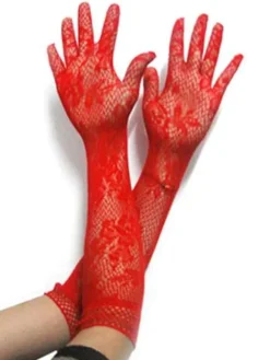 Déguisement Sexy Servante Accessoires Gants en Dentelles Transparentes Creusantes Florales Unicolore Costumes Sexy Femmes Déguisements Sexy Halloween