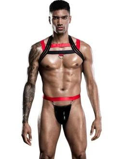 Déguisements Sexy Costumes Homme Culottes avec Bretelles à Lacets Cousu Bicolores Moulants Elastique Sous-vêtements Déguisements de Clubs