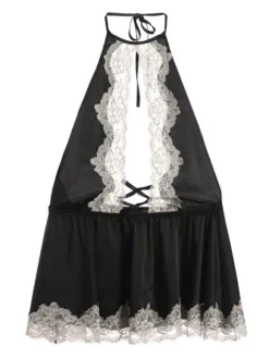 Déguisements Sexy Costumes Servante Femme Ensembles en Dentelles Top Taille Haute Volants avec Jupe