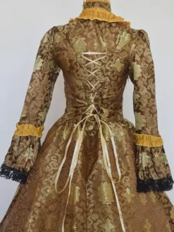 Déguisement Vintage Robe Noire Gothique Rétro Soirée costumes Marie-Antoinette Imprimé