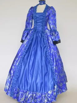 Déguisement Vintage Robe Noire Gothique Rétro Soirée costumes Marie-Antoinette Bleu