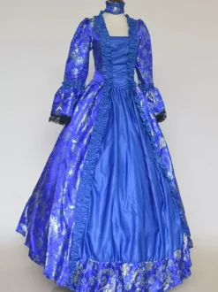 Déguisement Vintage Robe Noire Gothique Rétro Soirée costumes Marie-Antoinette Bleu