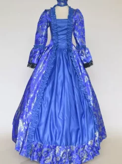 Déguisement Vintage Robe Noire Gothique Rétro Soirée costumes Marie-Antoinette Bleu