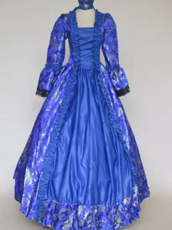 Déguisement Vintage Robe Noire Gothique Rétro Soirée costumes Marie-Antoinette Bleu