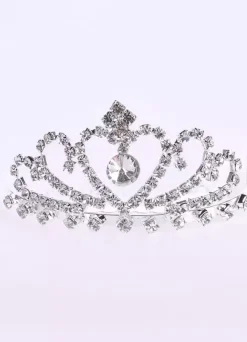 Diadème de fille de fleur strass argentés casque de reconstitution historique pour tout-petits