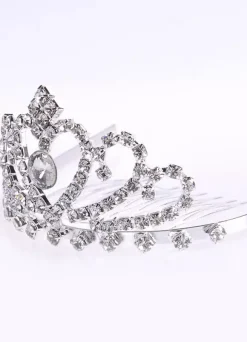 Diadème de fille de fleur strass argentés casque de reconstitution historique pour tout-petits
