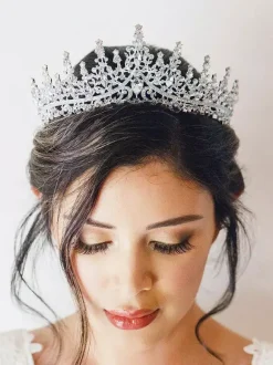 Diadèmes en alliage pour femmes style reine/princesse ornés de cristaux et de pierres synthétiques style vintage