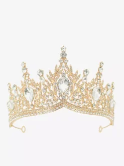 Diadèmes rouges pour femmes ornés de pierres synthétiques style reine/princesse. Accessoire idéal pour les soirées masquées royales.