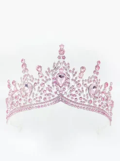 Diadèmes rouges pour femmes ornés de pierres synthétiques style reine/princesse. Accessoire idéal pour les soirées masquées royales.