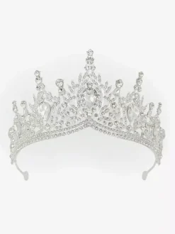 Diadèmes rouges pour femmes ornés de pierres synthétiques style reine/princesse. Accessoire idéal pour les soirées masquées royales.