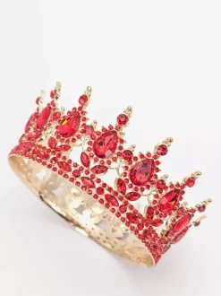 Diadèmes vintage rouges en alliage et cristal élégants accessoires de tête