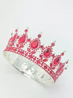 Diadèmes vintage rouges en alliage et cristal élégants accessoires de tête