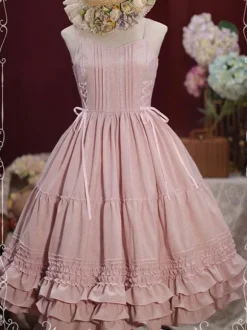 Douce Lolita JSK Robe Lacet Ruffle Cotton Lolita Robe Chasuble Jupes Déguisements Halloween
