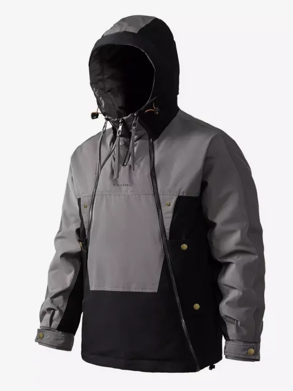Doudoune à capuche pour homme veste décontractée à double fermeture éclair et blocs de couleurs veste chaude