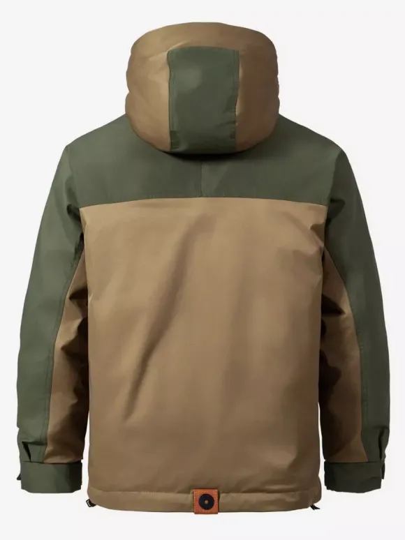 Doudoune à capuche pour homme veste décontractée à double fermeture éclair et blocs de couleurs veste chaude