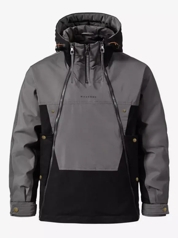 Doudoune à capuche pour homme veste décontractée à double fermeture éclair et blocs de couleurs veste chaude