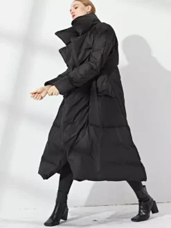 Doudoune Femme Chic En Duvet De Canard Grande Taille Poche À Glissière Éclaire