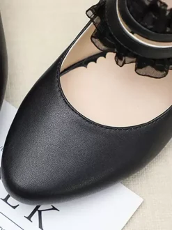Doux Lolita Chaussures Arcs Synthétique Cuir Prisme Talon Lolita Pompes Déguisements Halloween