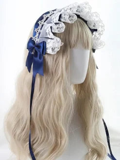 Doux Lolita Coiffe Dentelle Bows Bandeau Couvre-chef Déguisements Halloween