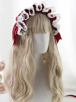 Doux Lolita Coiffe Dentelle Bows Bandeau Couvre-chef Déguisements Halloween