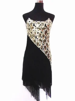 Eblouissant costume de danse latine en lycra elasthanne color-block Robe Déguisements Halloween