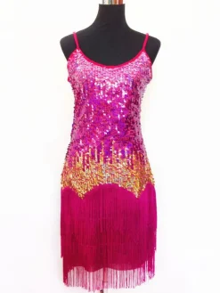 Eblouissant costume de danse latine en lycra elasthanne color-block Robe Déguisements Halloween