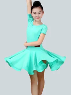 Eblouissant costume de danse latine en lycra elasthanne unicolore Robe Déguisements Halloween