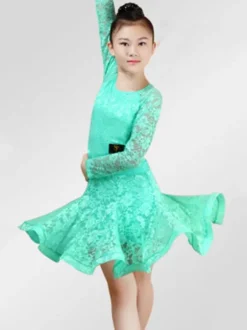 Eblouissant costume de danse latine en lycra elasthanne unicolore Robe Déguisements Halloween